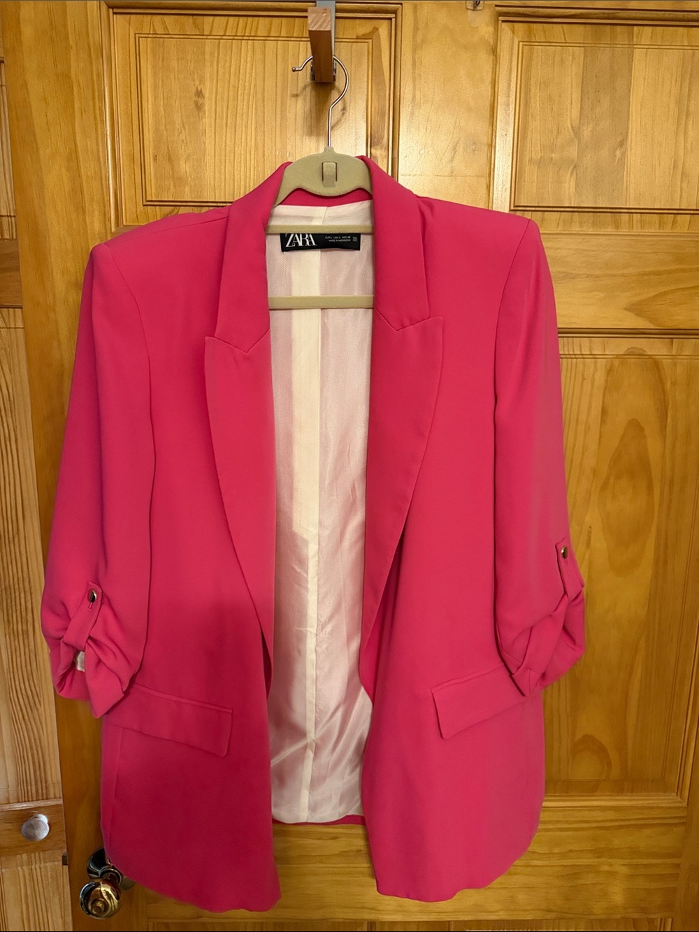 ZARA Bright Pink Open-Front Blazer